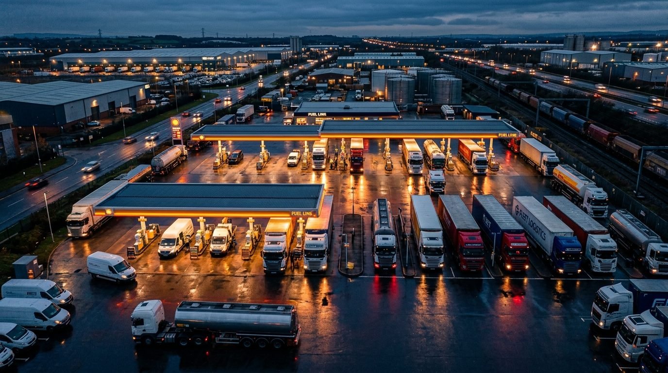 Fleet fuel station aerial view